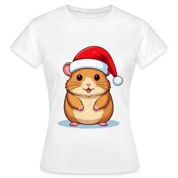 Hamster mit Nikolausmütze passend zu Weihnachten - Frauen T-Shirt - Weiß - Vorne - AI Model Female 172 dark (172cm)