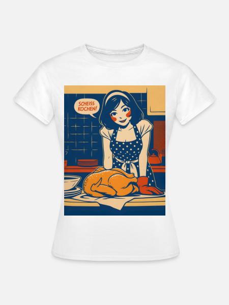 Pop-Art Küchenchaos mit Spruch - Frauen T-Shirt - Weiß
