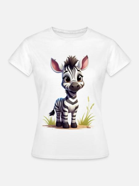 Niedliches Zebra - Frauen T-Shirt - Weiß