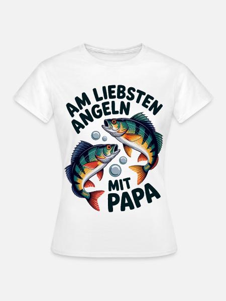 Angeln mit Papa Fischduo - Frauen T-Shirt - Weiß