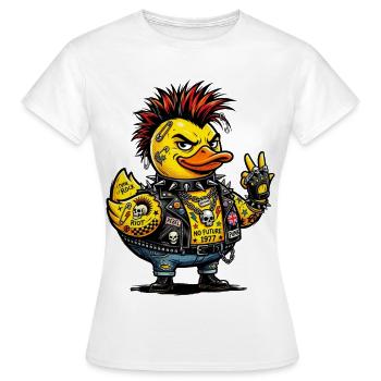 Canard en caoutchouc punk mâle avec crête - T-shirt Femme - blanc - Devant - AI Model Female 172 dark (172cm)