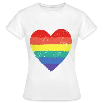 Herz Pride Regenbogen - Frauen T-Shirt - Weiß - Vorne - AI Model Female 172 dark (172cm)