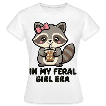 In My Feral Girl Era Raccoon - Women's T-Shirt - white - Front - AI Model Female 172 dark (172cm)