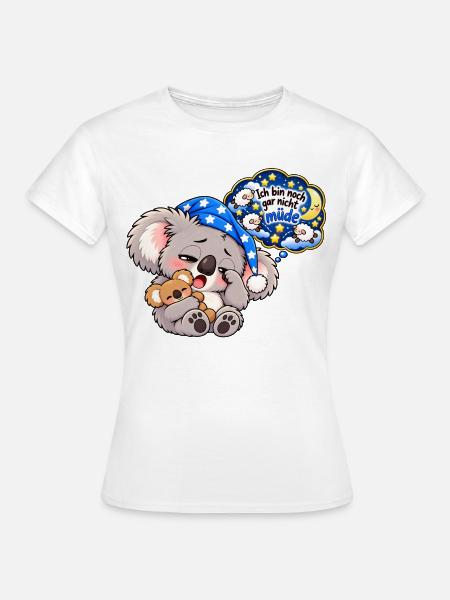 Schlummer-Koala mit Sternennacht - Frauen T-Shirt - Weiß