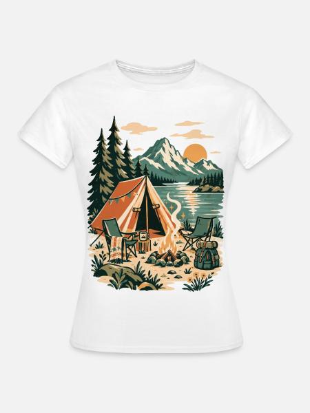 Waldcamping am Bergsee - Frauen T-Shirt - Weiß