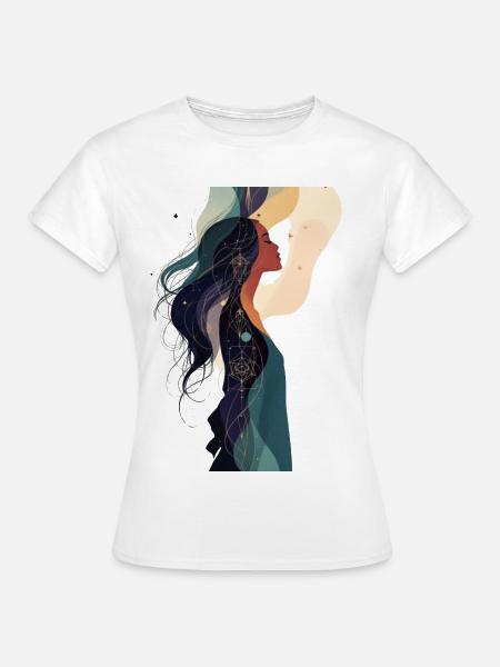 Kosmische Seele mit Geometrie - Frauen T-Shirt - Weiß