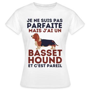 je ne suis pas parfaite mais jai un basset hound 2 - T-shirt Femme - blanc - Devant - AI Model Female 172 dark (172cm)