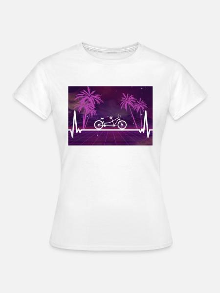 Ein Tandem in Retrowave mit einem Herzschlag. - Frauen T-Shirt - Weiß