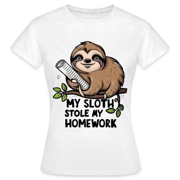Mon paresseux m’a volé mes devoirs - T-shirt Femme - blanc - Devant - AI Model Female 172 dark (172cm)