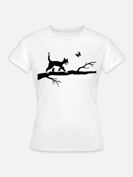 edle spielende Katze, Katzendame katze - Frauen T-Shirt - Weiß