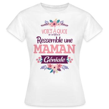 Maman géniale Cadeau Rigolo Femme Humour Mère - T-shirt Femme - blanc - Devant - AI Model Female 172 dark (172cm)