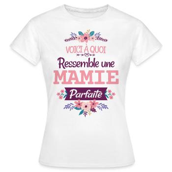 Mamie Cadeau Grand-mère Citation Humour Rigolo - T-shirt Femme - blanc - Devant - AI Model Female 172 dark (172cm)