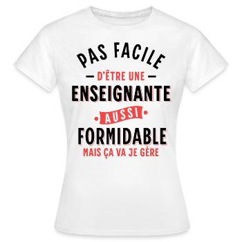 Enseignante Cadeau Professeure Citation Rigolo - T-shirt Femme - blanc - Devant - AI Model Female 172 dark (172cm)