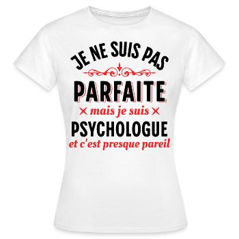 Psychologue cadeau humour Dicton Rigolo Slogan - T-shirt Femme - blanc - Devant - AI Model Female 172 dark (172cm)