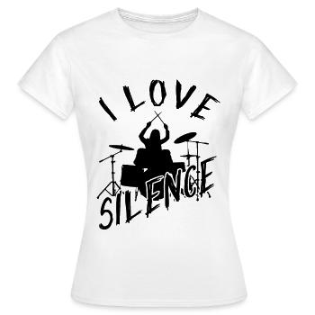 I Love Silence for Percussionists & Drummers Gifts - Frauen T-Shirt - Weiß - Vorne - AI Model Female 172 dark (172cm)