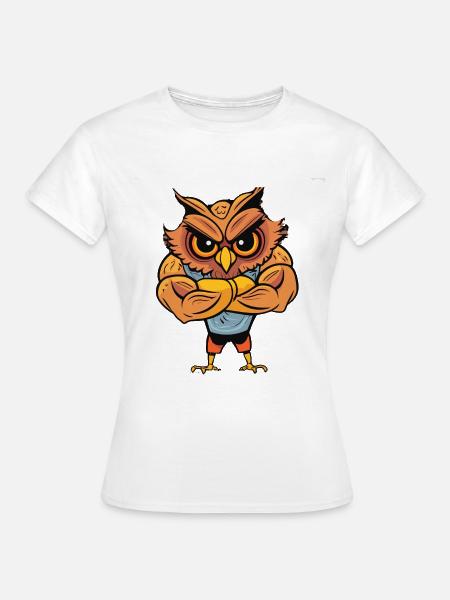 Bodybuilder Eule - Frauen T-Shirt - Weiß