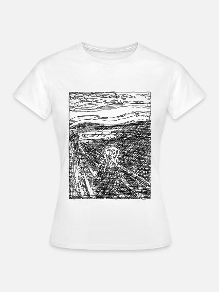 Der Schrei - Surreale Linen Skizze - Frauen T-Shirt - Weiß