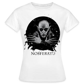 Tee shirt Nosferatu Vampire Classic Horror Noir - T-shirt Femme - blanc - Devant - AI Model Female 172 dark (172cm)