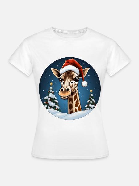 Giraffe Weihnachten - Frauen T-Shirt - Weiß