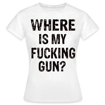 Où est mon putain de pistolet ? - T-shirt Femme - blanc - Devant - AI Model Female 172 dark (172cm)