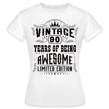 90 Years Of Being Awesome 90 Geburtstag 90 Jahre - Frauen T-Shirt - Weiß - Vorne - AI Model Female 172 dark (172cm)