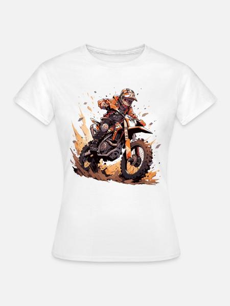 Motocross Dirtbike Motocross Motocross Motorrad - Dame-T-shirt - hvid