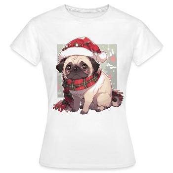 Carlin Carlin Chien Carlin Noël Carlin Noël - T-shirt Femme - blanc - Devant - AI Model Female 172 dark (172cm)