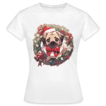 Carlin Carlin Chien Carlin Noël Carlin Noël - T-shirt Femme - blanc - Devant - AI Model Female 172 dark (172cm)
