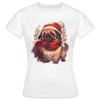 Carlin Carlin Chien Carlin Noël Carlin Noël - T-shirt Femme - blanc - Devant - AI Model Female 172 dark (172cm)