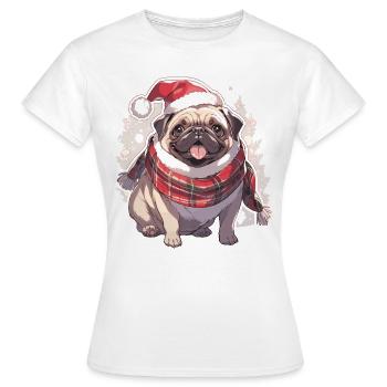 Carlin Carlin Chien Carlin Noël Carlin Noël - T-shirt Femme - blanc - Devant - AI Model Female 172 dark (172cm)