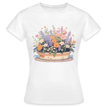 Fleurs, Bouquet, Fleur, Botanique, Jardin - T-shirt Femme - blanc - Devant - AI Model Female 172 dark (172cm)