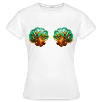 Sirène, Coquillage, Bikini, Soutien-gorge, Carnaval, Costume - T-shirt Femme - blanc - Devant - AI Model Female 172 dark (172cm)