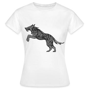 Wolf Runen Keltischer Knoten Ornament Tattoo - Frauen T-Shirt - Weiß - Vorne - AI Model Female 172 dark (172cm)