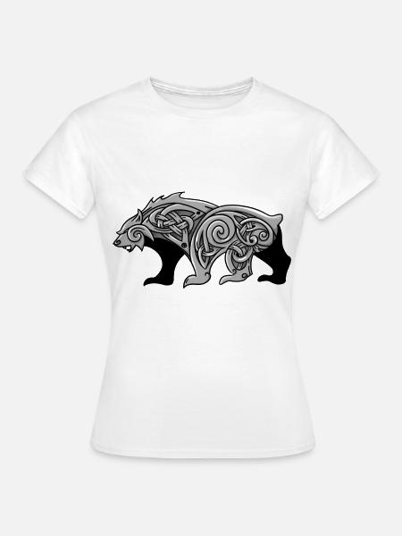 Nordischer Wikinger Bär keltischer Knoten Ornament - Frauen T-Shirt - Weiß