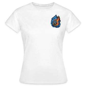 Blue Burning Bitcoin - kryptische Begeisterung - Frauen T-Shirt - Weiß - Vorne - AI Model Female 172 dark (172cm)