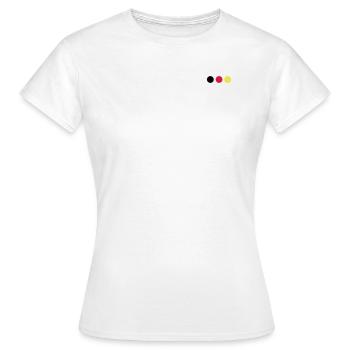 Points noirs, rouges et jaunes - T-shirt Femme - blanc - Devant - AI Model Female 172 dark (172cm)