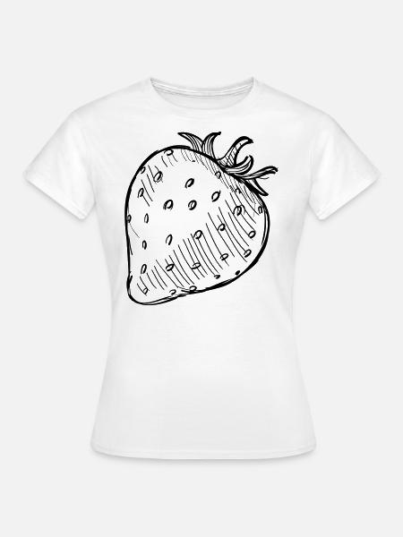 Gezeichneze Erdbeere - Frauen T-Shirt - Weiß
