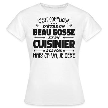 Beau gosse homme cuisinier - T-shirt Femme - blanc - Devant - AI Model Female 172 dark (172cm)