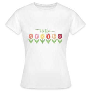 Hallo Frühling - Frauen T-Shirt - Weiß - Vorne - AI Model Female 172 dark (172cm)