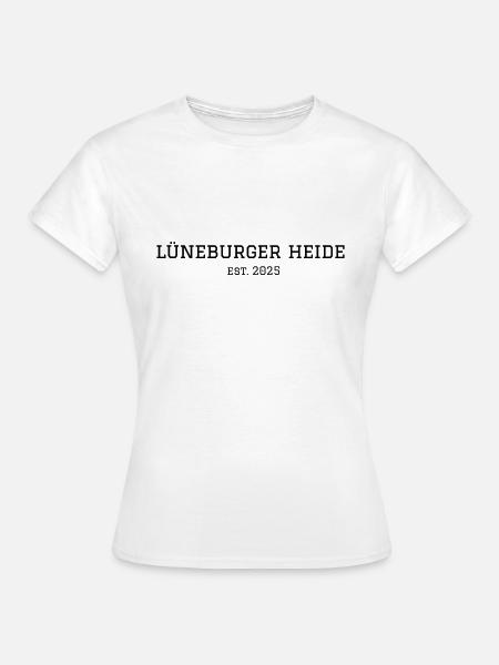 Lüneburger Heide "schwarz college" - Frauen T-Shirt - Weiß