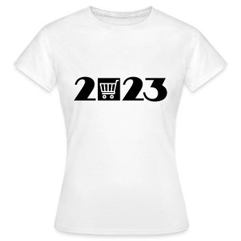 Shopping Cart, Shopping, Shopping 2023 - Women's T-Shirt - white - Front - AI Model Female 172 dark (172cm)