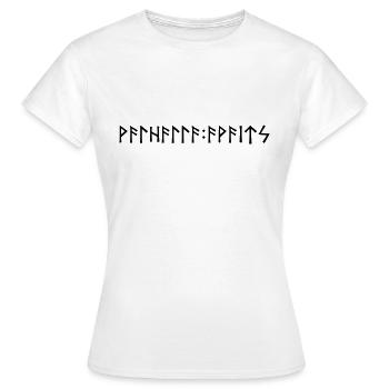 Walhalla Awaits - Rune écrit - T-shirt Femme - blanc - Devant - AI Model Female 172 dark (172cm)