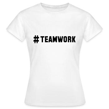 # teamwork - Frauen T-Shirt - Weiß - Vorne - AI Model Female 172 dark (172cm)