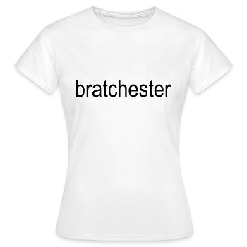 bratchester black text 5000 - Women's T-Shirt - white - Front - AI Model Female 172 dark (172cm)