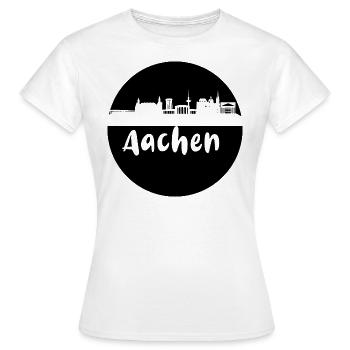 aachen,skyline, kreis, scherenschnitt, schwarz - Frauen T-Shirt - Weiß - Vorne - AI Model Female 172 dark (172cm)