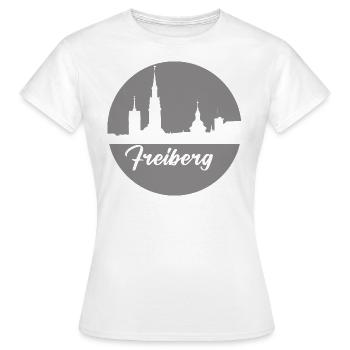 grau, skyline, kreis, scherenschnitt,freiberg - Frauen T-Shirt - Weiß - Vorne - AI Model Female 172 dark (172cm)