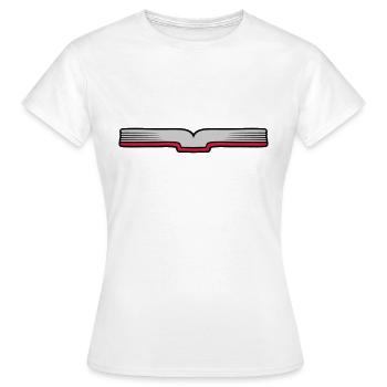 Open book Pages open - Women's T-Shirt - white - Front - AI Model Female 172 dark (172cm)