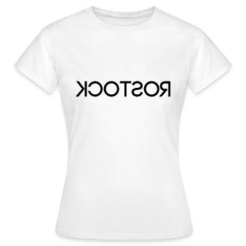Rostock - Hansestadt - Ostsee - seitenverkehrt - Frauen T-Shirt - Weiß - Vorne - AI Model Female 172 dark (172cm)