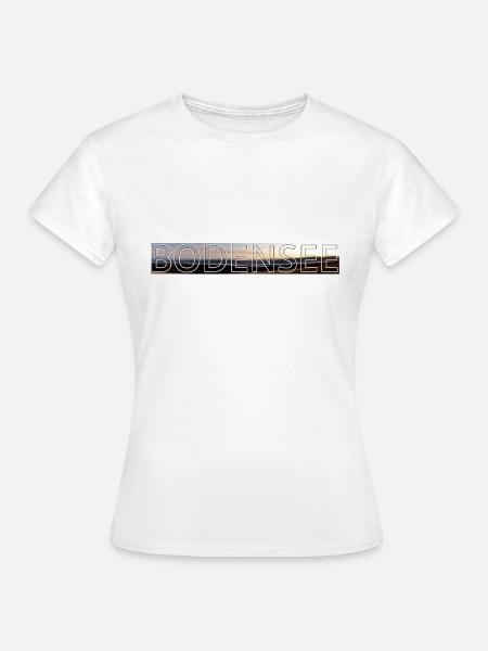 Bodensee Panorama Abend modern Februar Alpen - Frauen T-Shirt - Weiß