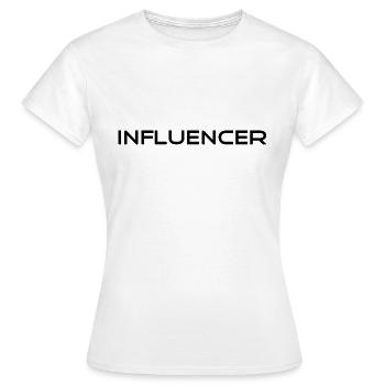 Slogan d’influenceur - Logo - Publicité - Marketing - T-shirt Femme - blanc - Devant - AI Model Female 172 dark (172cm)